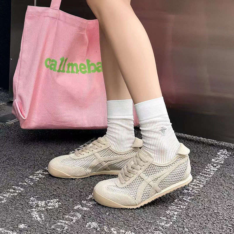 Mesh Breathable Genuine Leather Training for Women 2025 Summer New Style Slimming Agan Shoes Soft Sole Sports Casual Sneakers