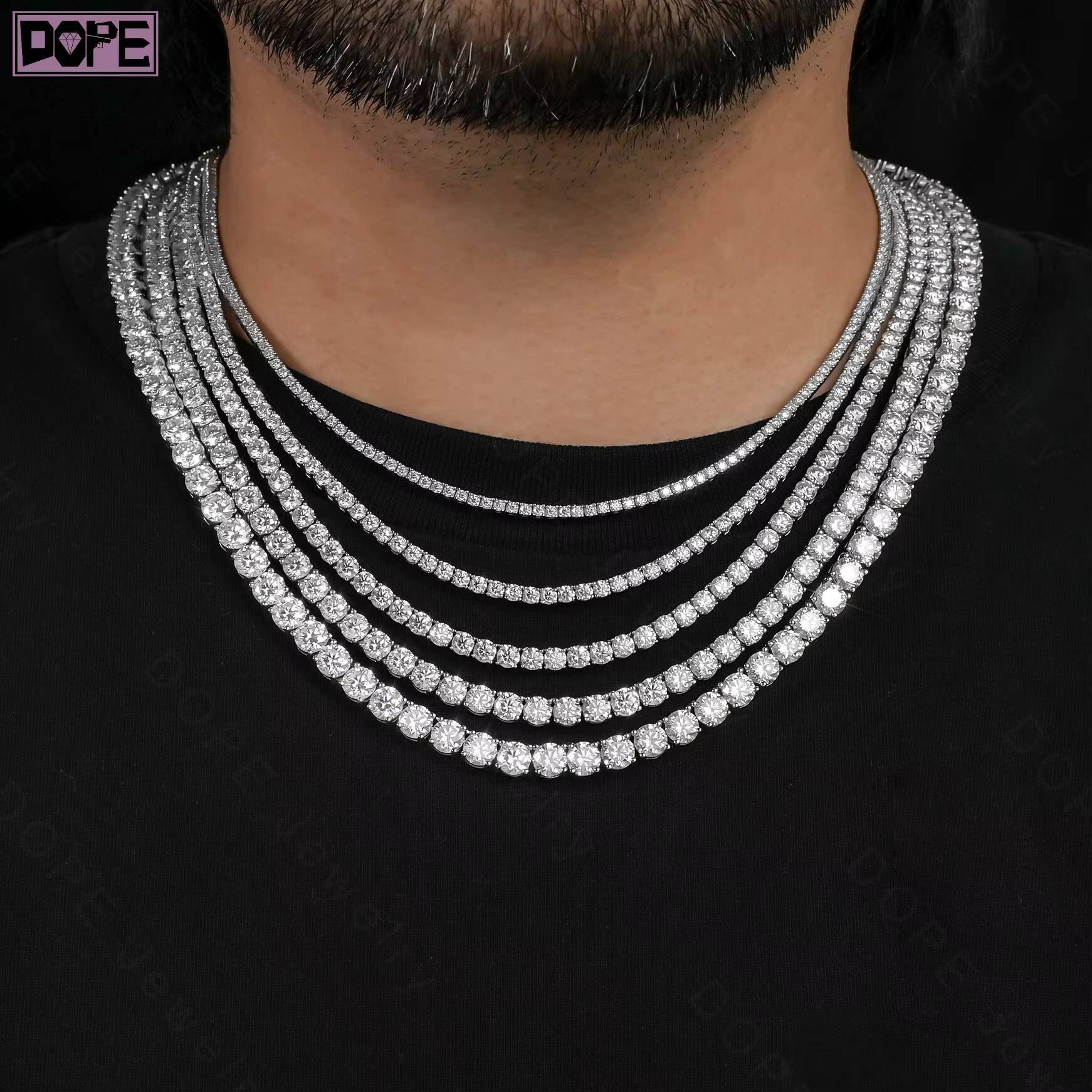 2mm 3mm Diamond Chain Necklace Bracelet 925 Silver CVD Real VVS Lab Grown Diamond IGI Certified Tennis Chain