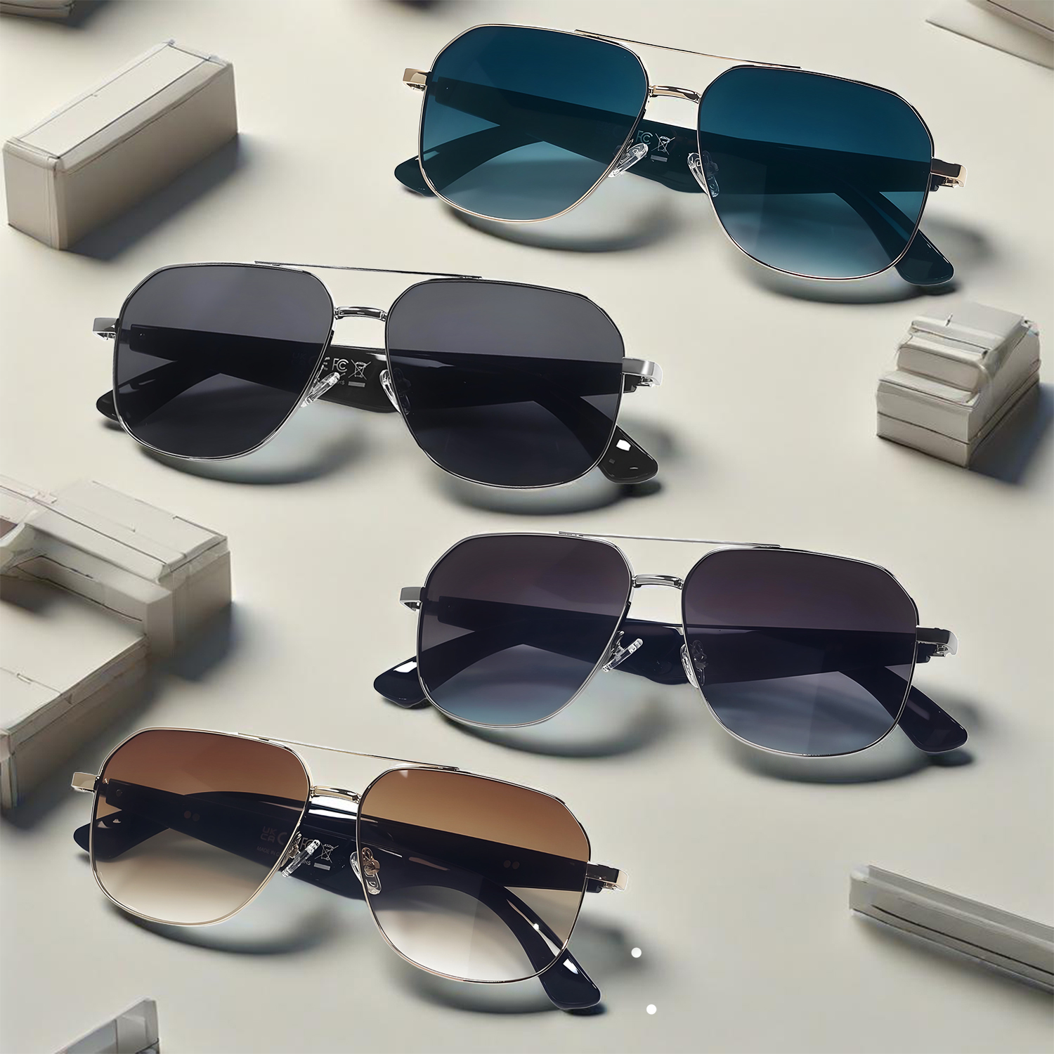 Smart WirelessTranslation Glasses Retro Square Metal Framed Sunglasses with UV Protection Stylish Eye Wear for Any Outfit