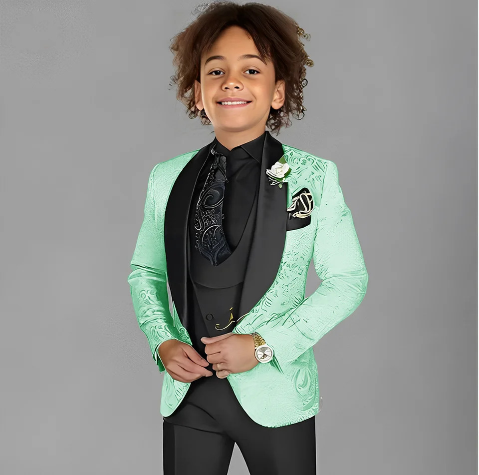 Jacquard Boys Suit 3 Piece Set Wedding Tuxedo for Kids Party Jacket Pants Vest 2-16 Years Old Formal Suit Customization 250820