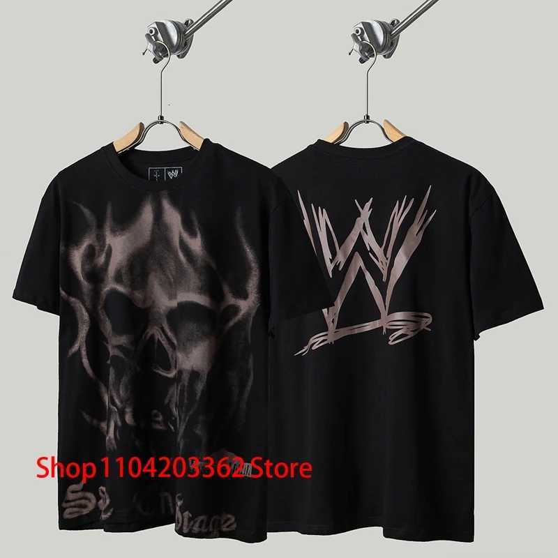 New T-Shirts Men Women Couple Street Hip-hop Fashion Tee Flame Skull Letter Short SLeeve T Shirts Y250819