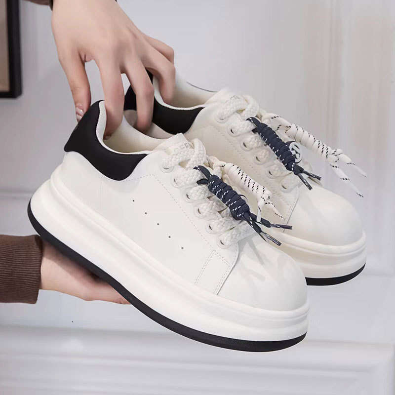 Sneakers for Women Summer Autumn New Korean Style Color Block Absorbent Ins Sports Casual Thick Sole Lace-up White Shoes