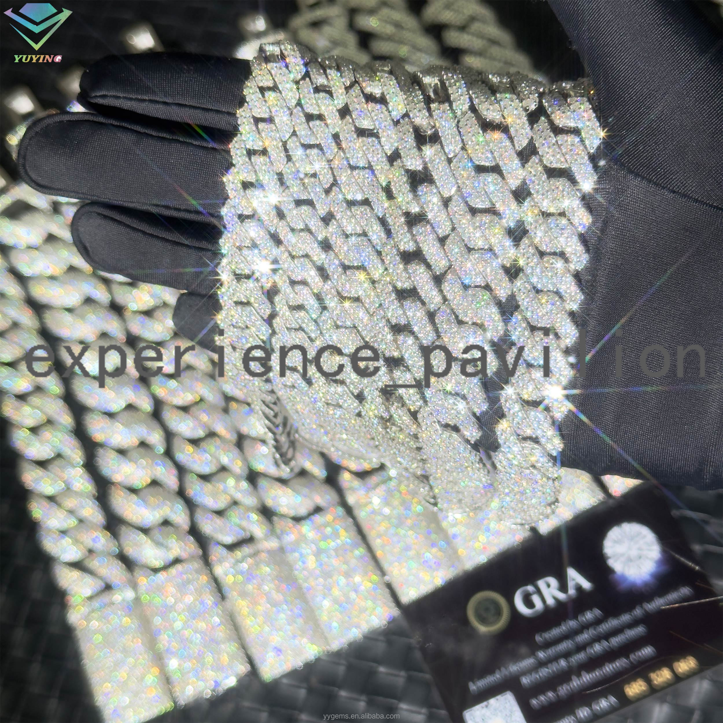 Hot Sale Moissanite Bracelet 2rows 8mm-20mm Wide Hip Hop Bracelet S925 Silver VVS Moissanite Diamond Cuban Bracelet for Men