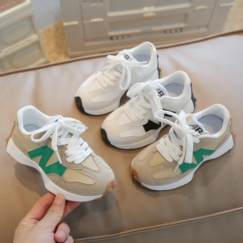 Childrens Spring Leather Upper Sneakers Kids NonSlip Casual Shoes Boys Girls Soft Sole Students Tennis Toddler Sport 250819