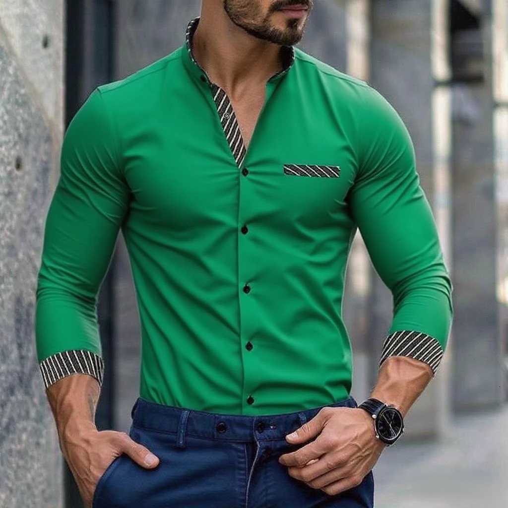Mens Shirts (13 Colors) Lapel Long Sleeve Shirts Business Office Wear Breathable and Comfortable Fabric XS-6XL Y250819
