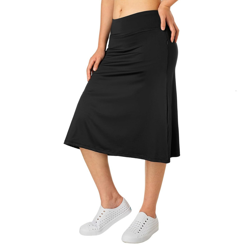 Women's Midi with Zipper Pockets,26" Knee Length Skorts for Women Athletic Swim Skirts