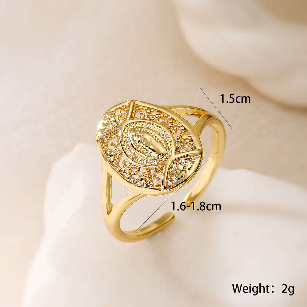 Simple Luxury Copper Gold-Plated Zircon Heart Geometric Designer Open for Women, Niche Ring