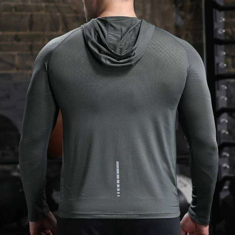 Men Outdoor Sports Hoodies Fit Long Sleeve Tops With Hood Male Running Activewear Casual Quick Dry Sweatshirts