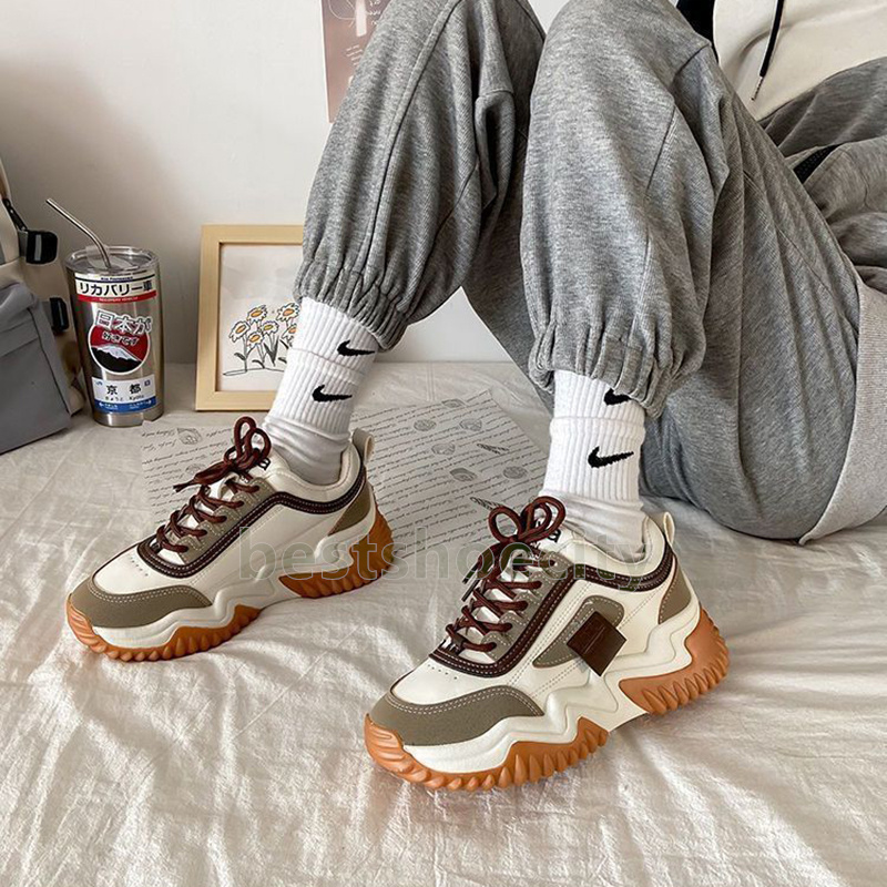 new outdoor running shoes womens trainers chunky sneakers casual round toe soft sole comfortable black khaki daily wear women shoes size 35-40