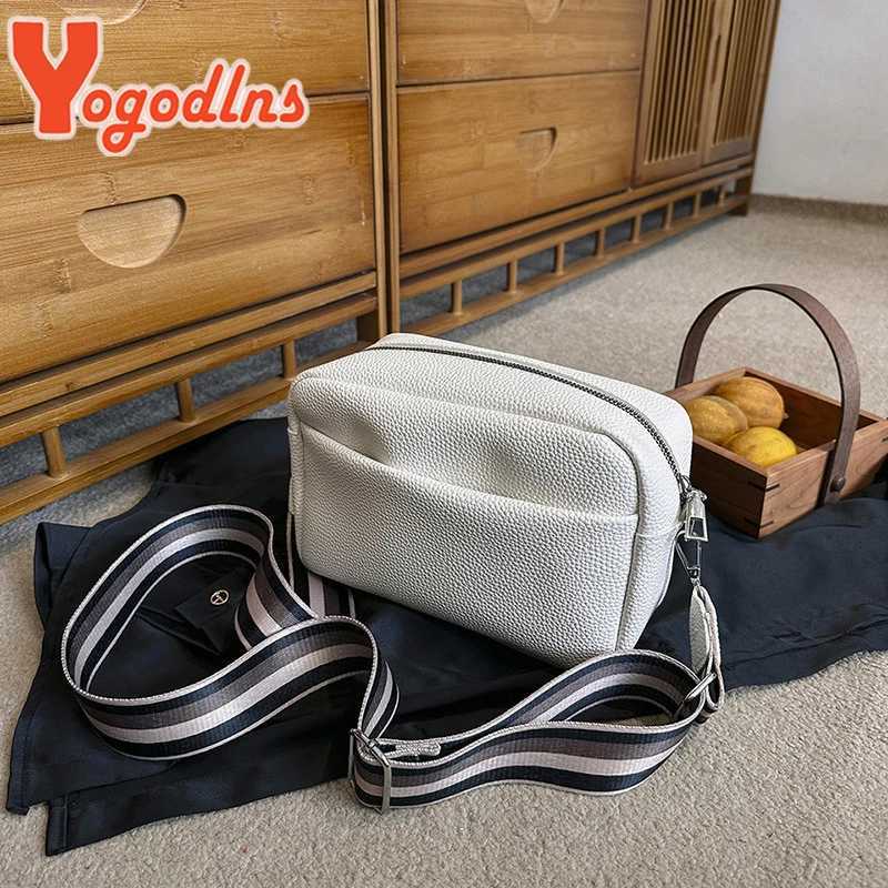 Yogodlns Wide Shoulder Strap Small Square Bag Pu Leather Shoulder Crossbody Bags For Women Trendy Messenger Bag Handbags Y250819