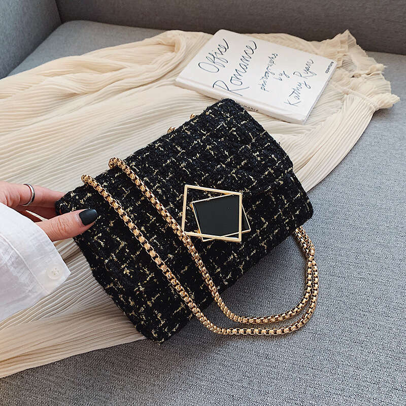 Woolen INS Women's New Trend Popular Korean Fashion Designer Bags Chain Shoulder Crossbody Bag