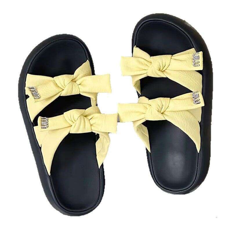 Fashionable Simple Bow One-Strap Women's Summer Small Size Thick-Soled Outdoor Versatile Lightweight Sandals