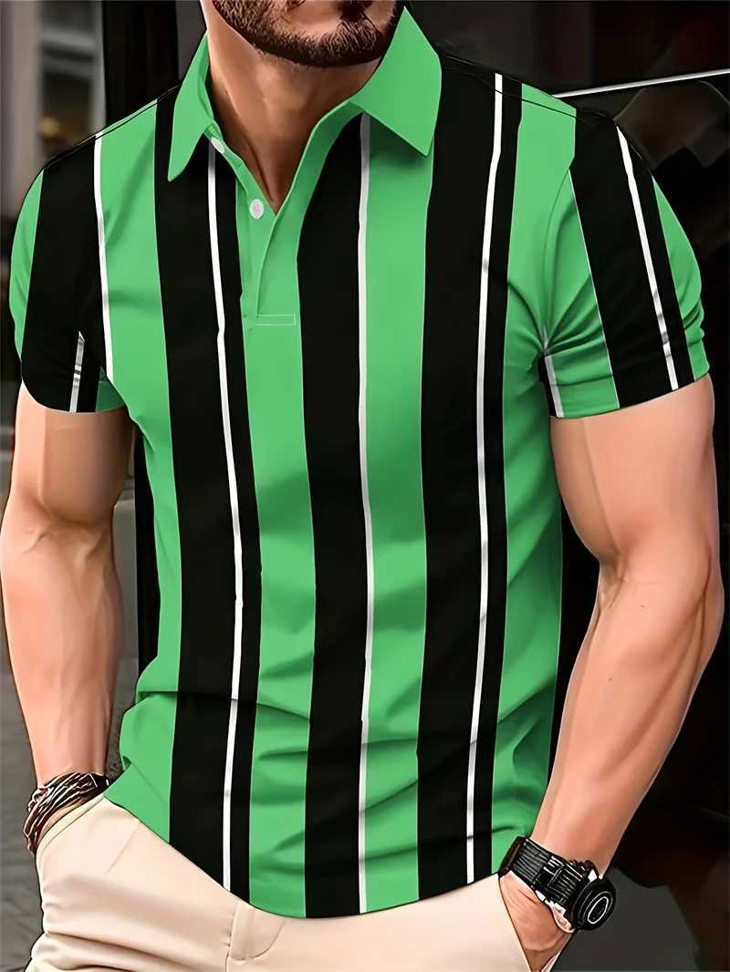 Simple Vertical Stripes Shirts Fashion Summer Short Sleeve 3D Printed Shirt Casual Oversized Business Mens Clothing Y250819