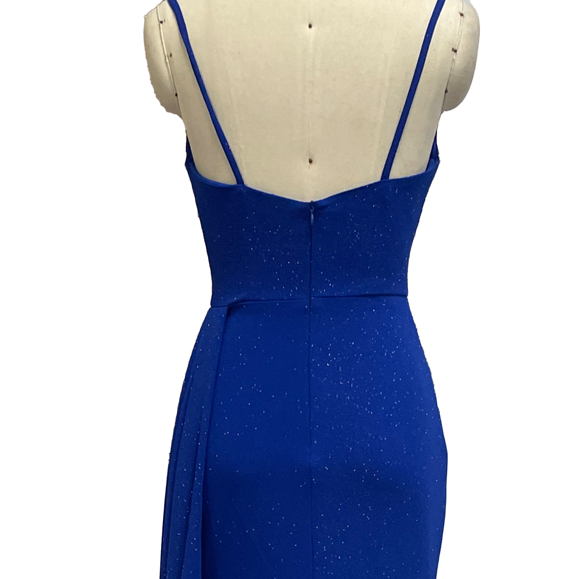 Stunning Royal Blue Spaghetti Strap Mermaid Evening Gown with High Slit