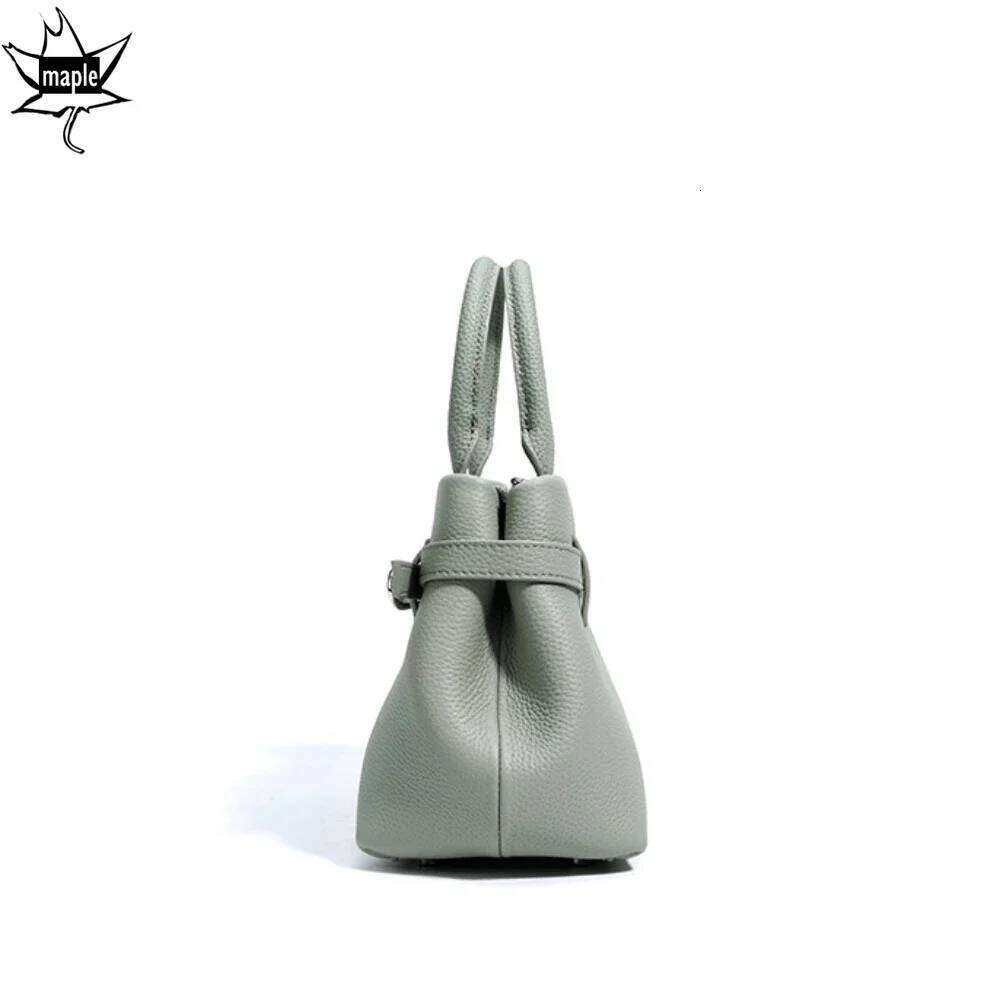 New 2025 Spring Pink Matcha Exquisite And Compact Tote Small Genuine Cow Leather Women Shoulder Crossbody Bag