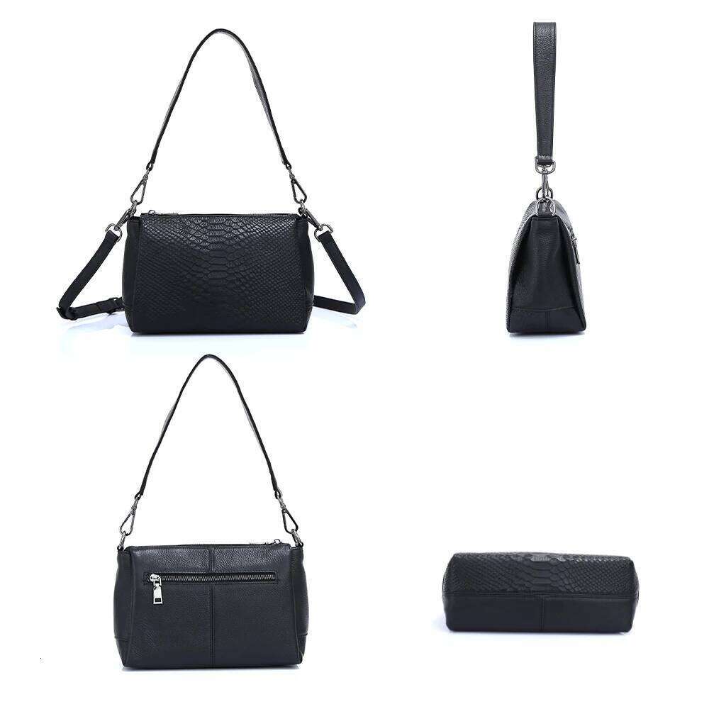 Zency Genuine Leather Women's Shoulder Casual Simple Crossbody Handbag Alligator Small Vintage Top-handle Bags Shell Bag