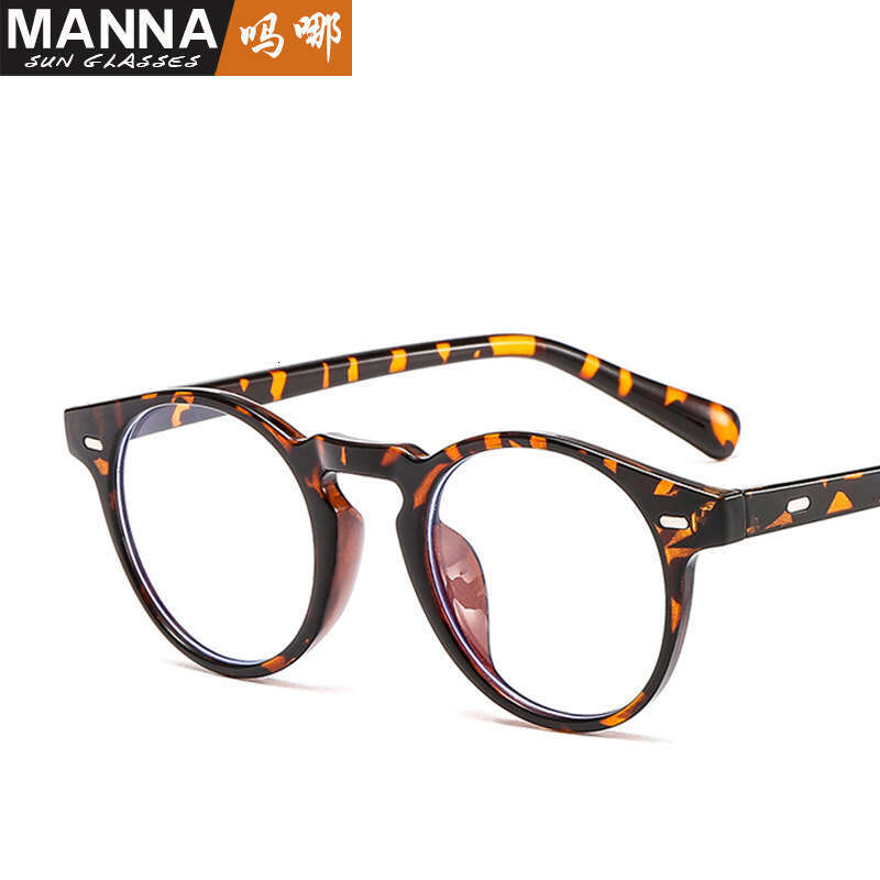 Designer Small Round Frame Rice Ding Style Sunglasses for Men with Metal Hinges, Glossy Black Ocean Lens Glasses