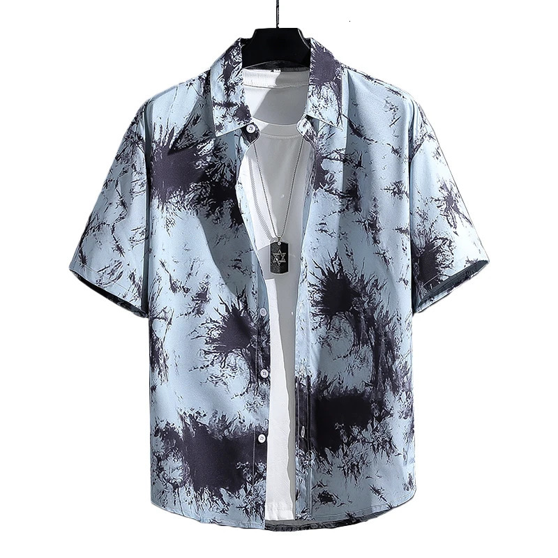 mens shortsleeved printed shirt men and women casual beach clothes personality thin couple tops 250808
