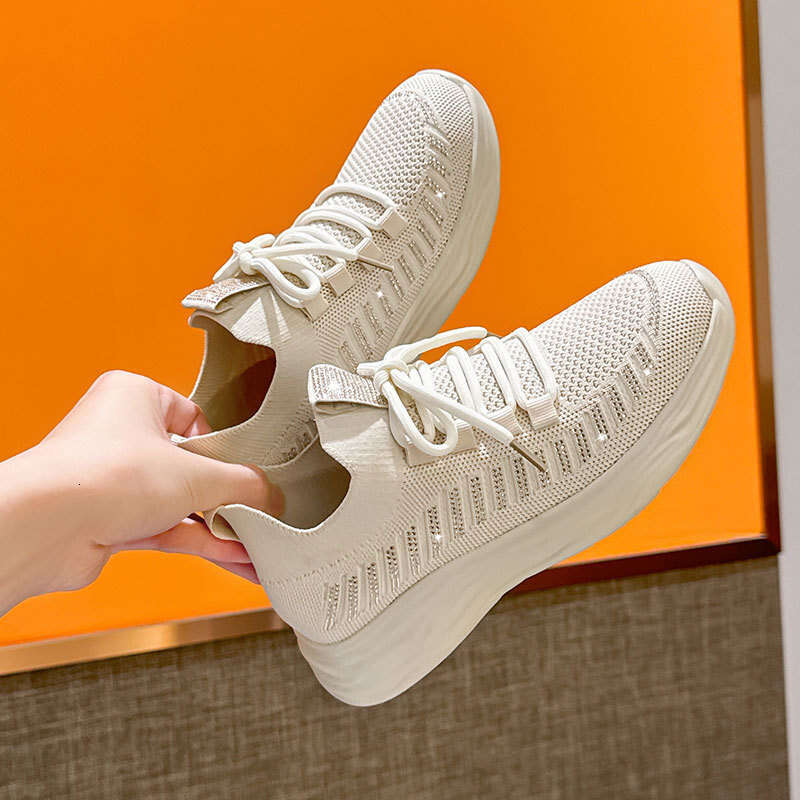 2025 Summer New Hollow Breathable Mesh Sports for Women Lightweight Soft Sole Flyknit Sock Versatile Running Shoes