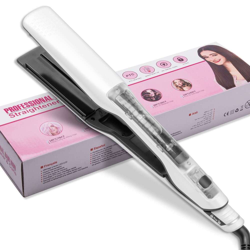 Steam Wide Plate Spray Straightener Home Hair Care Salon Dry Wet Styling Straight Curling