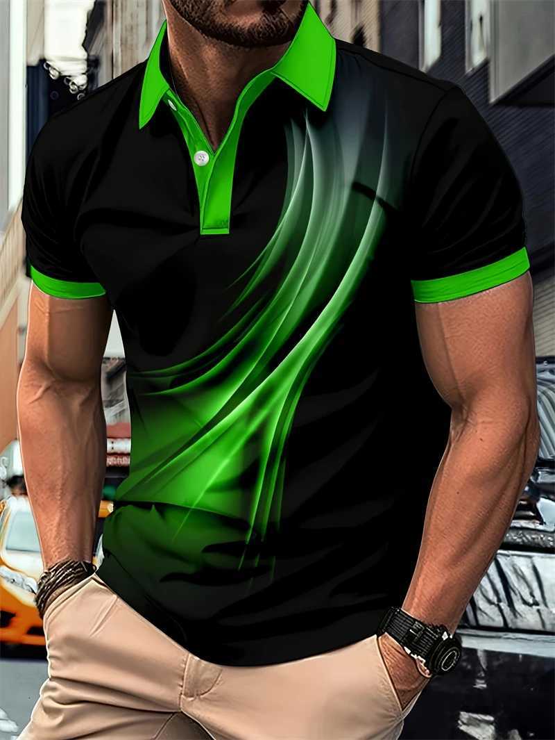 Simple Geometric Line Shirts Fashion Summer Short SLeeve 3D Printed Shirt Casual Oversized Business Mens Clothing Y250819