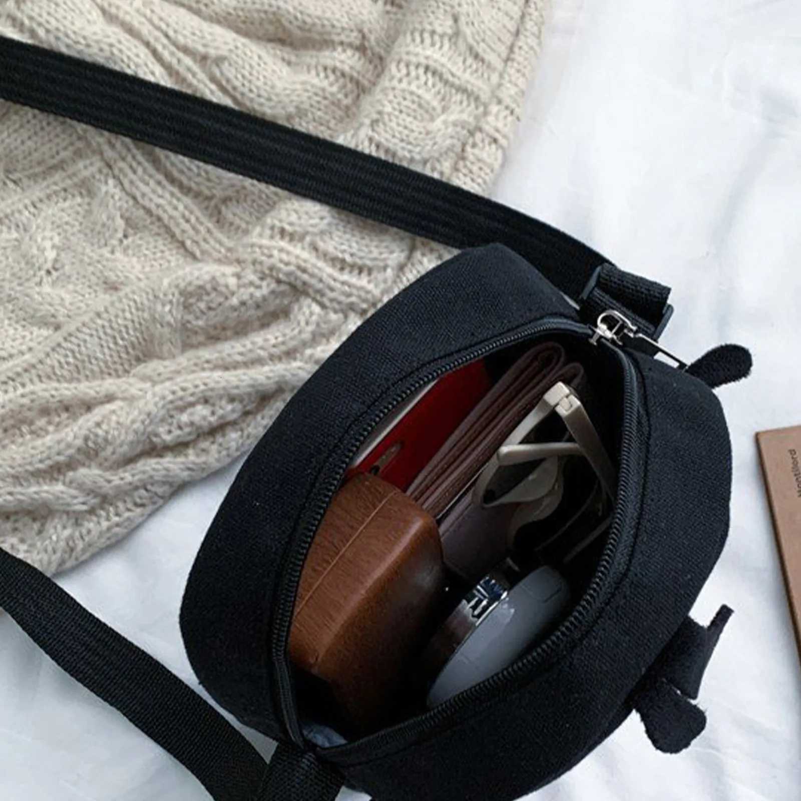 Cute Cartoon Bag Crossbody Bag Womens Canvas Bag Student Small Bag Cute Crossbody Small Bag Japanese Crossbody Bag Y250819