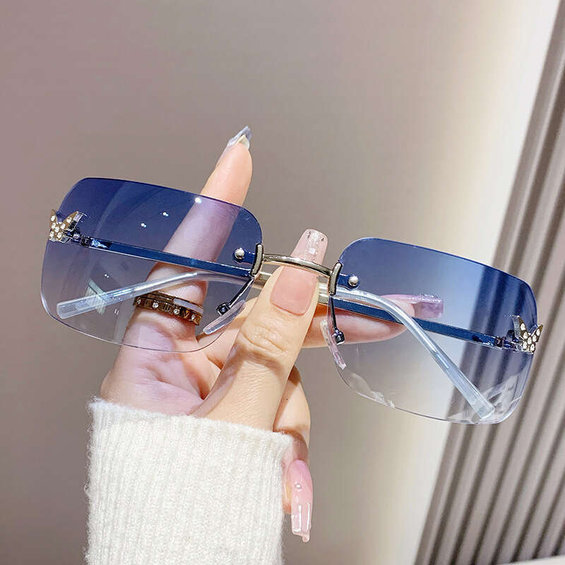 2025 New Frameless Sun Protection Glasses High-end Butterfly Diamond-studded Sunglasses Designer for Women