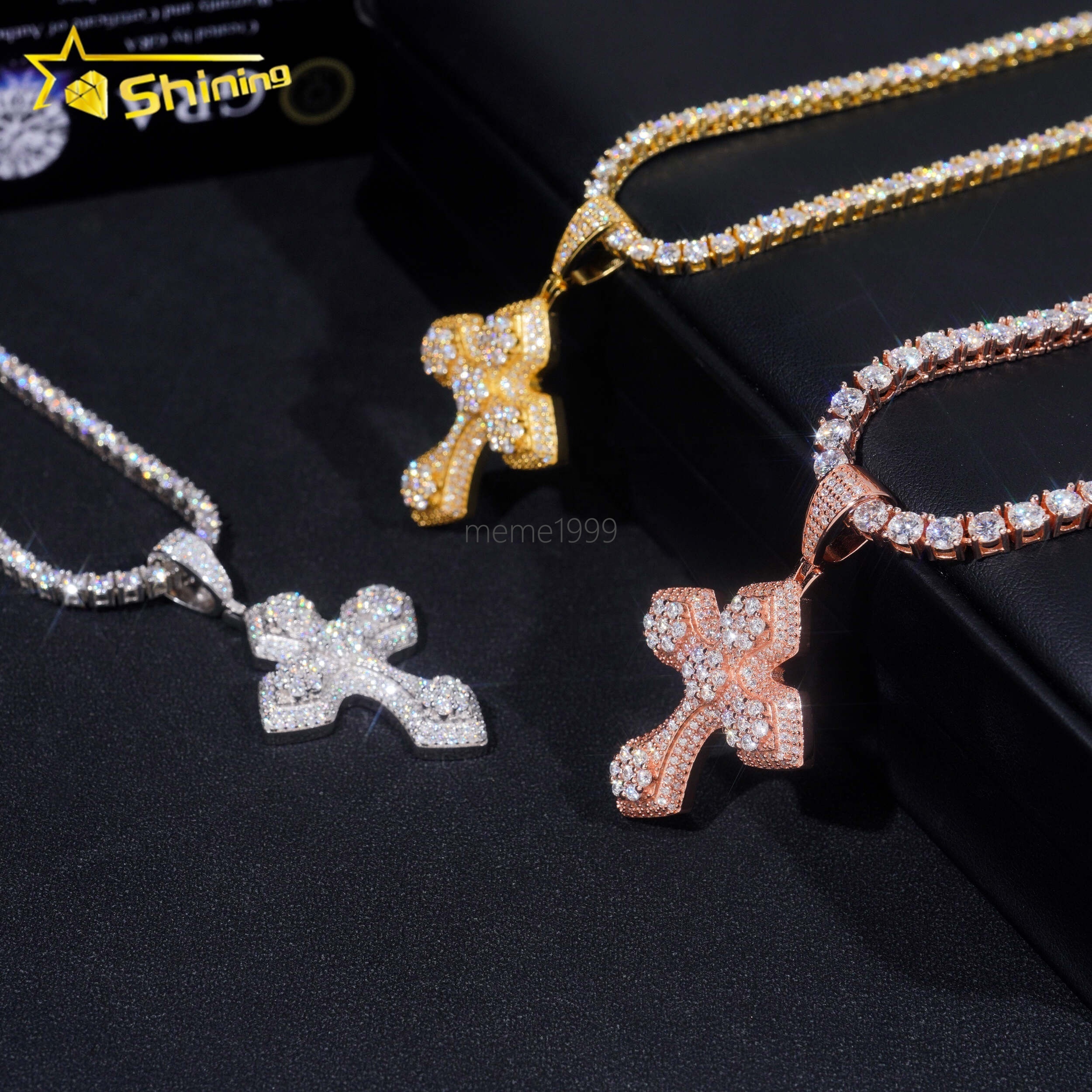 GRA Pass Diamond Tester Hip Hop Jewelry 925 Silver Gold Plated Iced Out VVS Custom Moissanite Pendant Cross Pendant