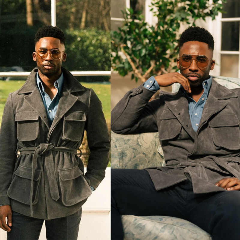 Casual Men Jacket One Piece Notched Lapel Single Breasted Jacket Male Business Party Wear Warm Customized