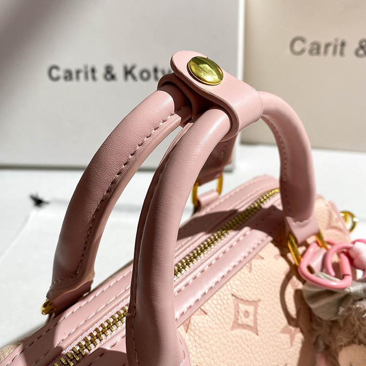 Free Shipping Designer Luxury Pink Embossed Women's Boston Bag New High-end Handbag Pillow Bag Fashion Shoulder Crossbody Bag Leisure Makeup Bag