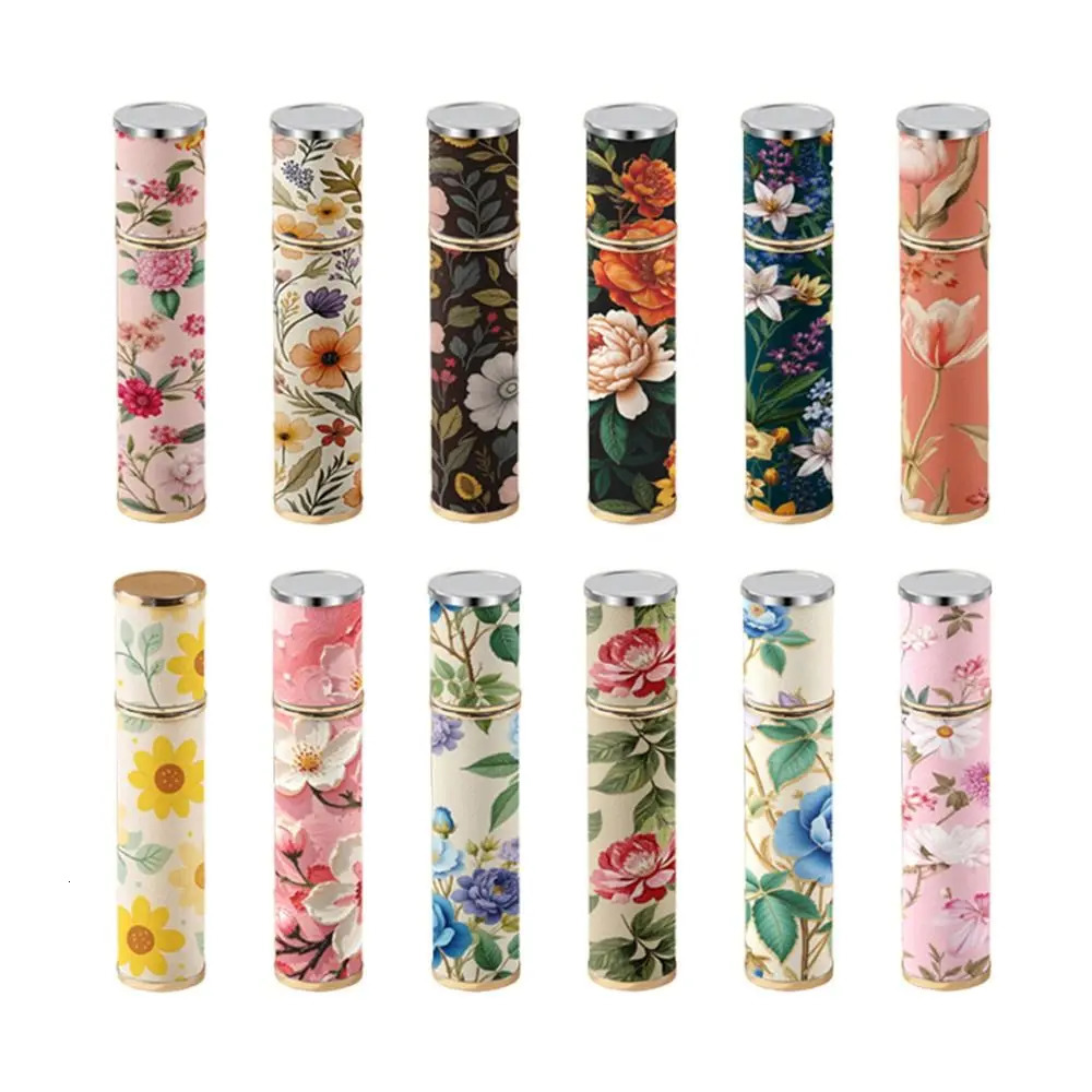 Fashion PU Leather Perfume Bottle 10ml Floral Cosmetic Container Leak-proof Empty Perfume Atomizer Bottle for Travel 250731