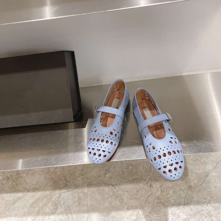 Round Toe Strap Flat Ballet Fashion Casual Single Shoes 2025 Summer New Hollow Breathable