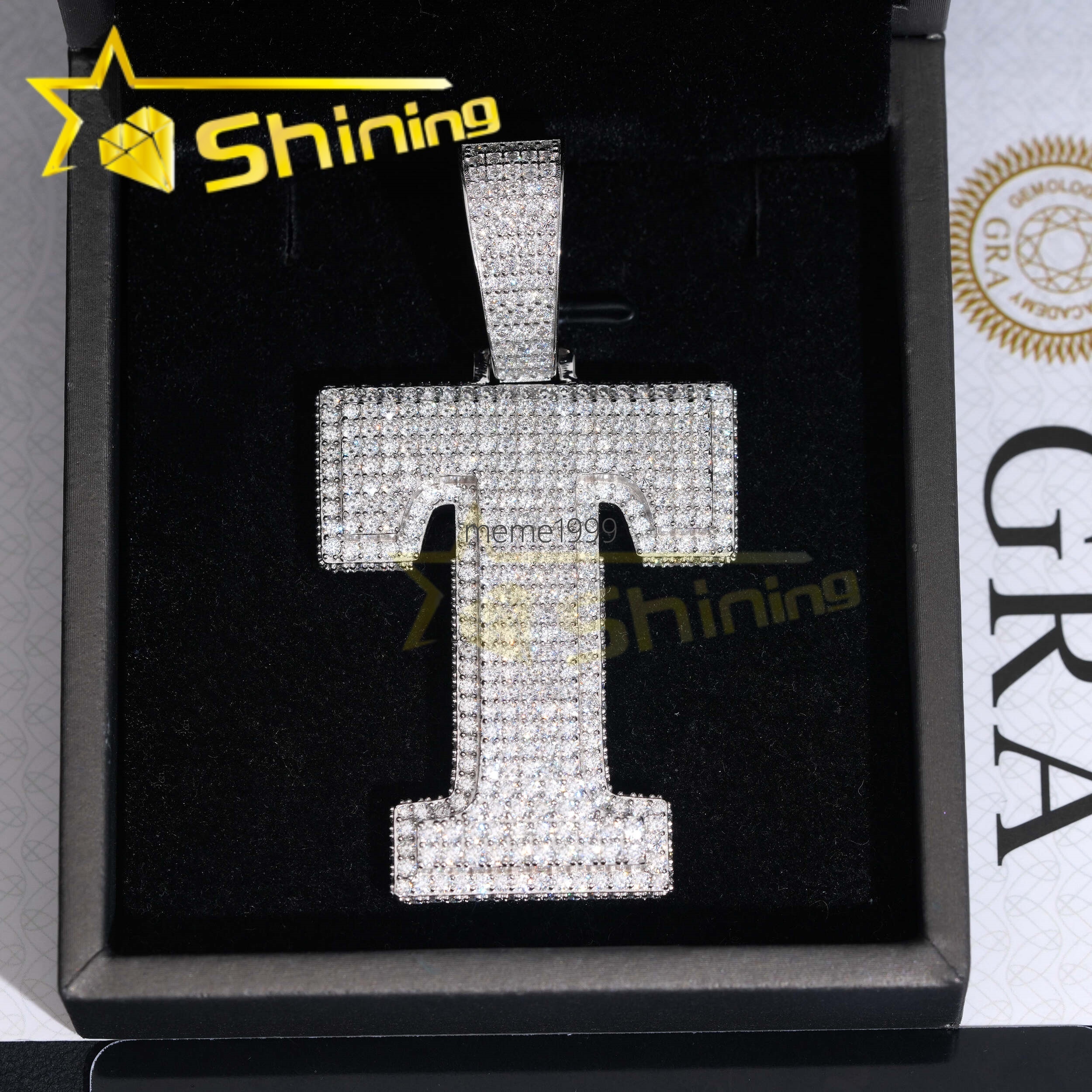 Hip Hop Vvs Moissanite Diamond Iced Out Pendant Pass Diamonds Tester 925 Silver Hot Sale Initial Letters Pendant Fine Jewelry - view 4