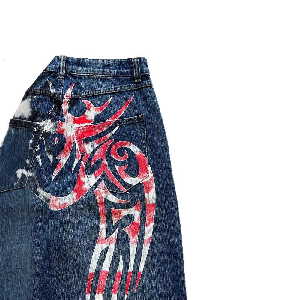 2025 New Hip-Hop Pattern Printed Loose Jeans for Women Y2K High Street Harajuku Long Pants