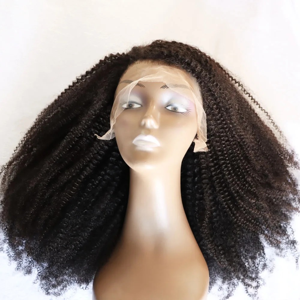 4C Afro Kinky Curly Lace Front Wig Virgin Remy Human Hair Lace Frontal Closure Wig Black and Natural Black Curls Styles Wigs Ready To Wear Synthetic