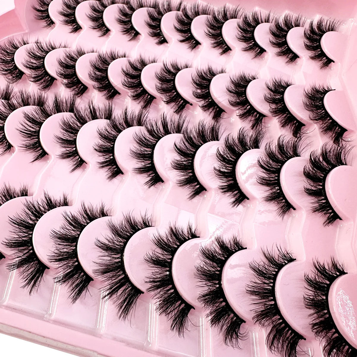 20pairs 5D Fluffy Eyelashes D Curl Lashes Thick Cat Eye Soft Wispy 8D Volume Eyelash Makeup 250811