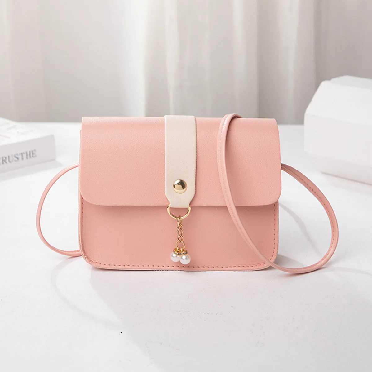 Ladies Pearl Decorated Small Square Crossbody Bag Mobile Phone Bag Fashionable Womens Handbag Y250819