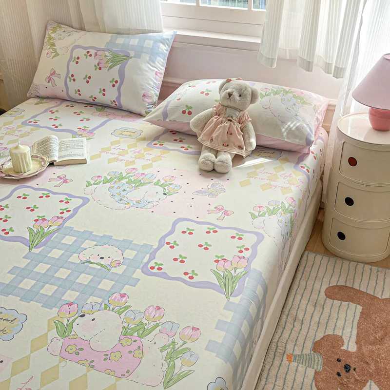 100% Cotton Bedsheet Adults Kids Fitted Sheet Skin-friendly Bed Cover Cartoon Style Bed Linen drap de lit(case Need Order) Y250819