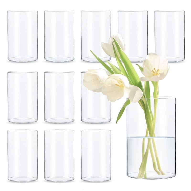 Glass Cylinder Vase 55 British bottles 6 Tall Clear Hurricane Candle Holder for Wedding Party Home Decor 250420