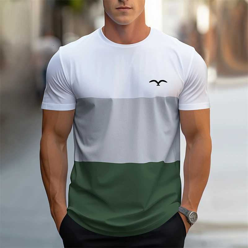 Simple Fashion Thick Stripes Graphic T Shirts For Men Trend Summer Crew Neck 3D Printed Contrast Color T-shirt Casual Loose Tees Y250819