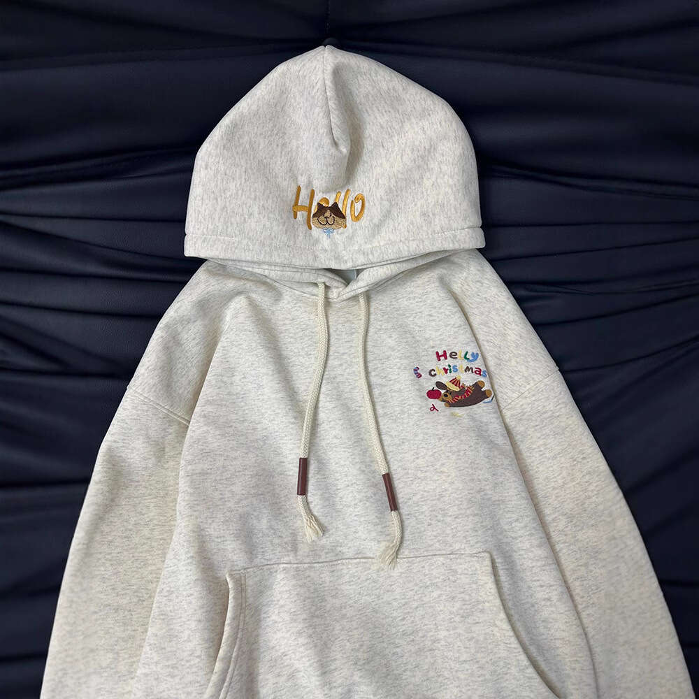 Cute Dachshund Puppy Print Hoodie for Women, Autumn and Winter Fleece-Lined, High-End Niche Ins Style, Casual Loose Jacket