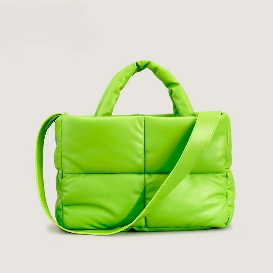 Fashion Leather Padded Tote for Women Designer Quilted Handbags Soft Pu Shoulder Bags Down Cotton Winter Bag Big 2025tote bagLuxury bag