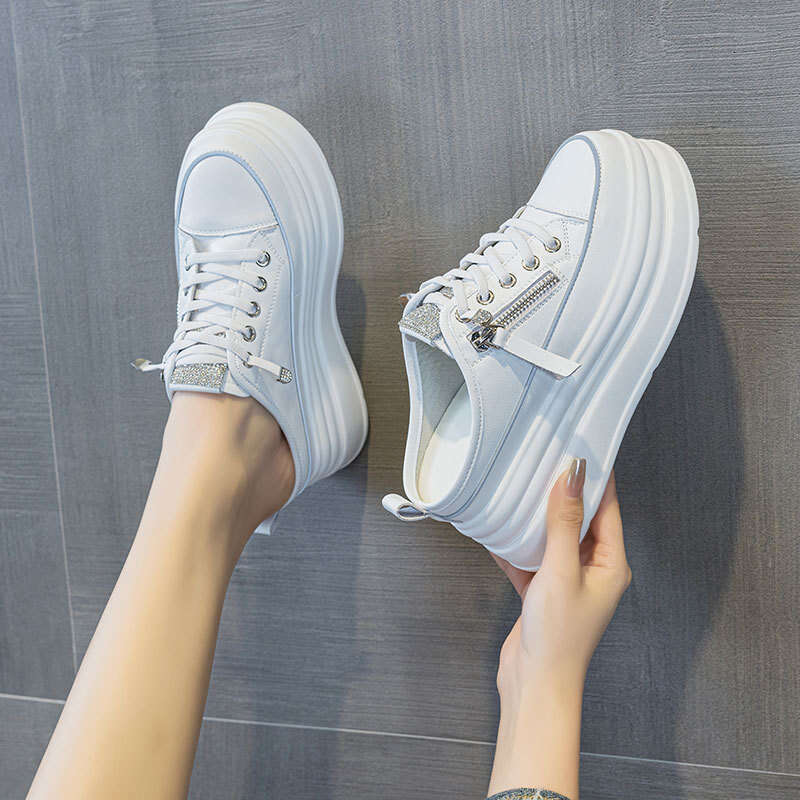 2025 Casual Hollow Out Rocking Platform Shoes Internet Celebrity Spring Fashion Half-Slip Height Increasing Summer High Heels