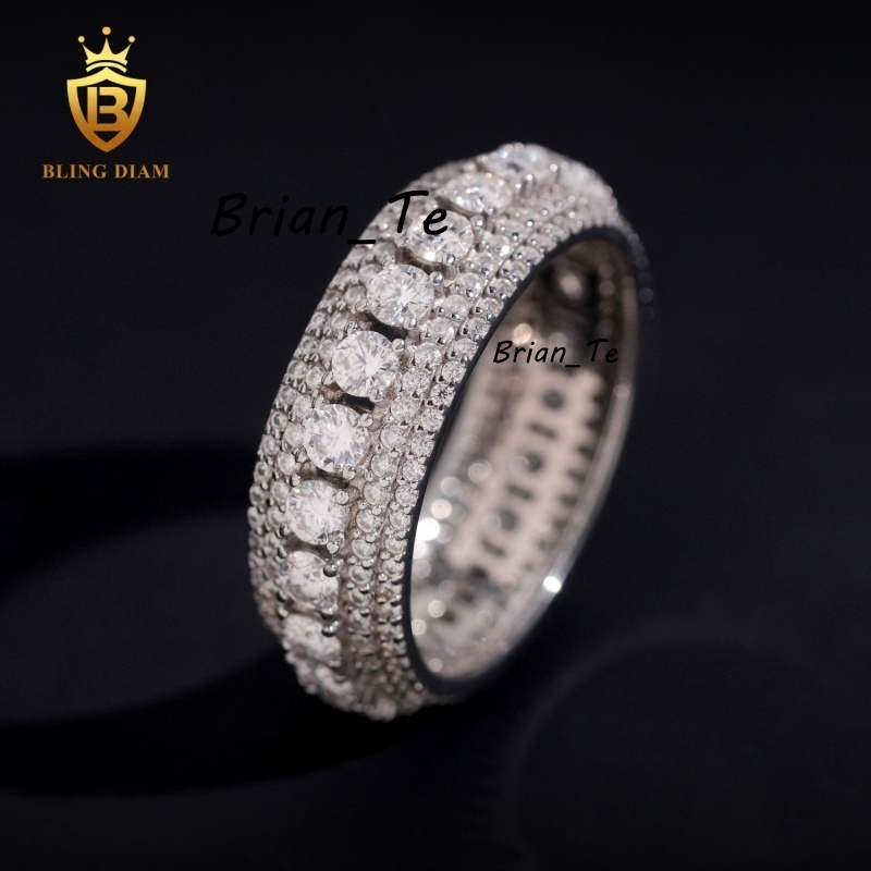 Fashion Hip Hop Jewelry 925 Sterling Silver Vvs Moissanite Pass Diamond Tester Vintage Wedding Rings for Men and Woman
