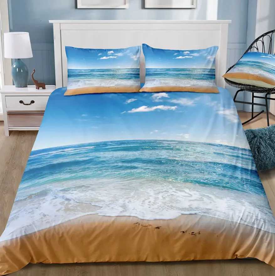 Dream NS Modern Nature Bedding Set 3D Digital Printing Beach Coconut Grove Summer Bedroom Bed Sheet case Bedding Kit Y250819