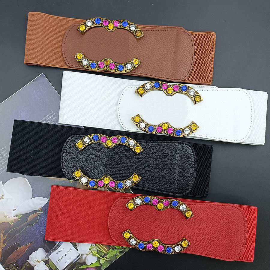 Women Elastic Belt Classic Vintage Wide Clothing Accessory Belt Dress Waistband Luxury Designer Letter Buckle Casual Belts Width 7cm High-quality