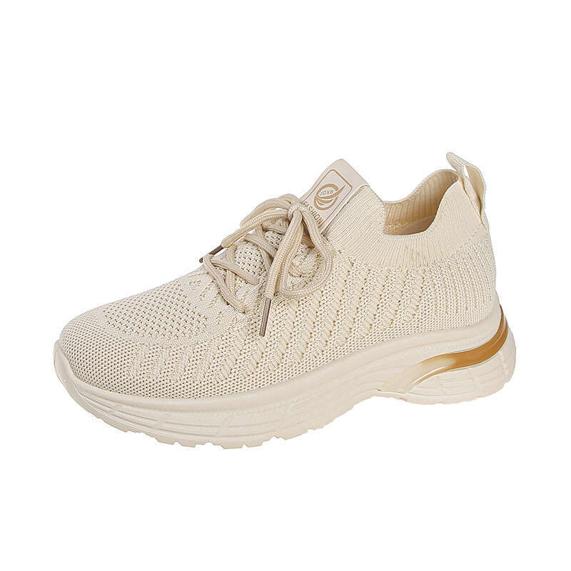 High-End 2023 Summer New Mesh Single Versatile Flyknit Casual Women's Shoes Thick-Soled Lightweight Breathable Sneakers