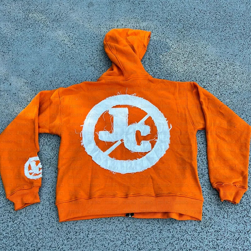 Y2k American High Street Trend Jacket Men Letter Embroidered Zipper Hoodie Harajuku Fashion Retro Oversized Sweatshirt Women 250818