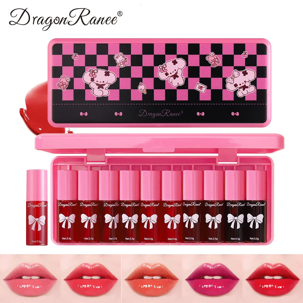 10 pack lip gloss set easy to color and non fading moisturizing waterproof lipstick water 250809