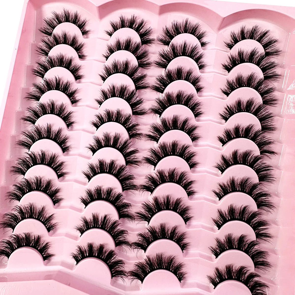 20pairs 5D Fluffy Eyelashes D Curl Lashes Thick Cat Eye Soft Wispy 8D Volume Eyelash Makeup 250811